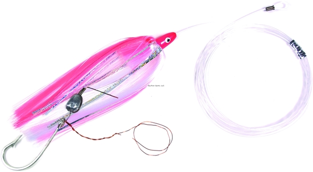 Picture of Sea Striker Rigged Ballyhoo Lure, 3/8 OZ Head, 1/2 OZ Egg Lead, Pink/White