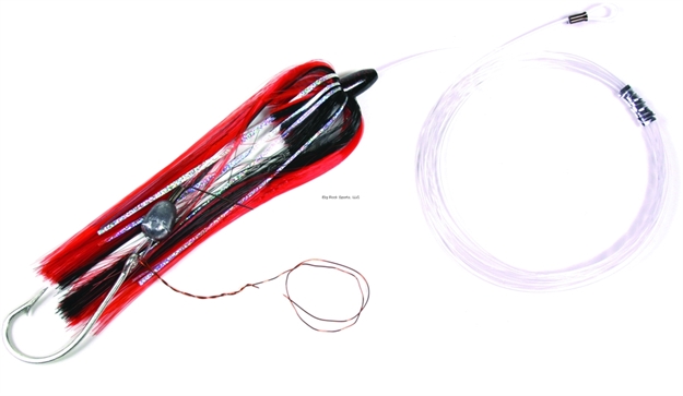 Picture of Sea Striker Rigged Ballyhoo Lure, 3/8 OZ Head, 1/2 OZ Egg Lead, Red/Black