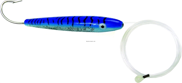 Picture of Sea Striker Rigged Cedar Plug, 4", 8/0 Hook, 8 FT 100 LB Mono Leader, Blue Mackerel