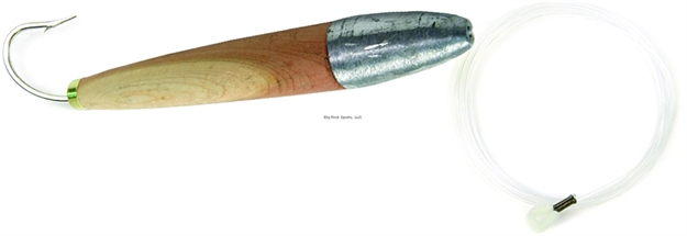 Picture of Sea Striker Rigged Cedar Plug, 4", 8/0 Hook, 8 FT 100 LB Mono Leader, Unpainted/Natural