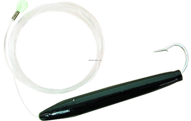 Picture of Sea Striker Rigged Cedar Plug, 6", 10/0 Hook, 8 FT 150 LB Mono Leader, Black/Black