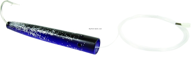 Picture of Sea Striker Rigged Cedar Plug, 6", 10/0 Hook, 8 FT 150 LB Mono Leader, Black/Purple