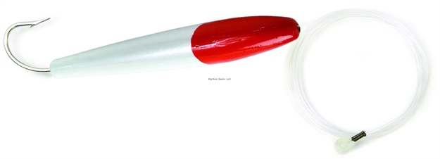Picture of Sea Striker Rigged Cedar Plug, 6", 10/0 Hook, 8 FT 150 LB Mono Leader, Red/White