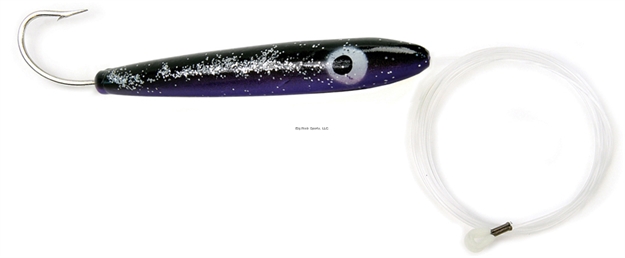 Picture of Sea Striker Rigged Cedar Plug, 8", 10/0 Hook, 8 FT 150 LB Mono Leader, Black/Purple