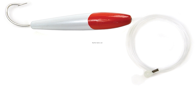 Picture of Sea Striker Rigged Cedar Plug, 8", 10/0 Hook, 8 FT 150 LB Mono Leader, Red/White