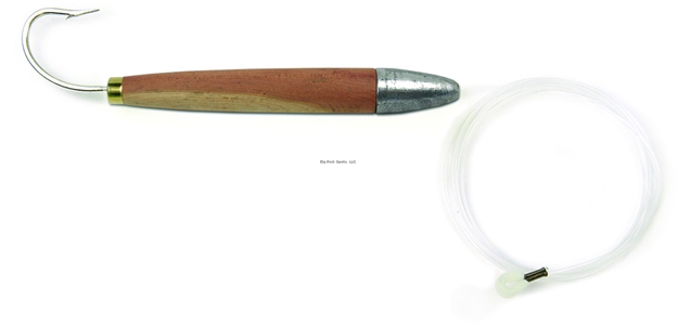 Picture of Sea Striker Rigged Cedar Plug, 8", 10/0 Hook, 8 FT 150 LB Mono Leader, Unpainted/Natural