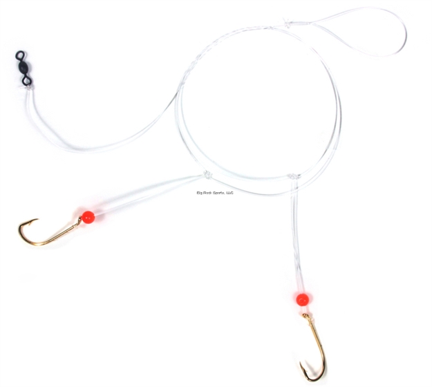 Picture of Sea Striker Sea Bass Hi-Lo Rig, 2 - # 1/0 Gold Bait Holder Hooks, W/Red Bead