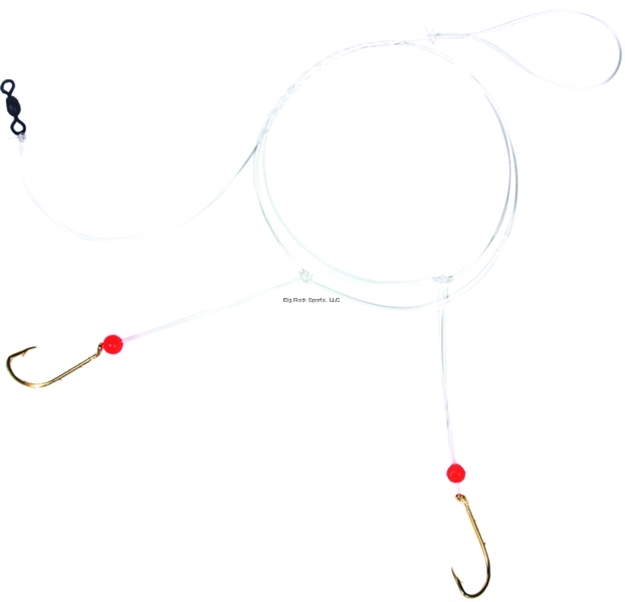 Picture of Sea Striker Sea Bass Hi-Lo Rig, 2 - # 1 Gold Bait Holder Hooks, W/Red Bead