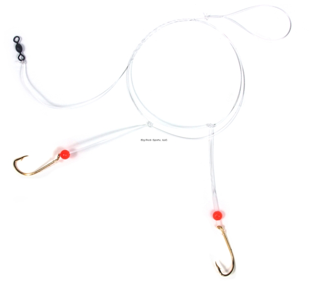 Picture of Sea Striker Sea Bass Hi-Lo Rig, 2 - # 2/0 Gold Bait Holder Hooks, W/Red Bead