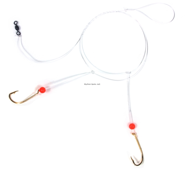 Picture of Sea Striker Sea Bass Hi-Lo Rig, 2 - # 3/0 Gold Bait Holder Hooks, W/Red Bead