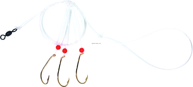 Picture of Sea Striker Sea Bass Hi-Lo Rig, 3 - #1 Gold Bait Holder Hooks, W/Red Bead