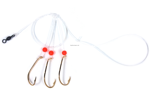 Picture of Sea Striker Sea Bass Hi-Lo Rig, 3 - 3/0 Gold Bait Holder Hooks, W/Red Bead