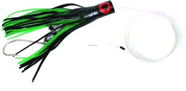 Picture of Sea Striker Sea Scoundrel Ballyhoo Rig, 6", 7/0 Hook, 1/2 OZ Egg Lead, Black/Fluorescent Green/Silver Flake
