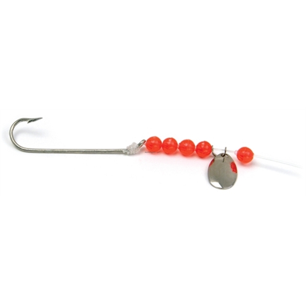 Picture of Sea Striker Snelled Hooks 6Pk Sz4 Pacific Bass Red Beads, Nickel Spinner, 12" Leader