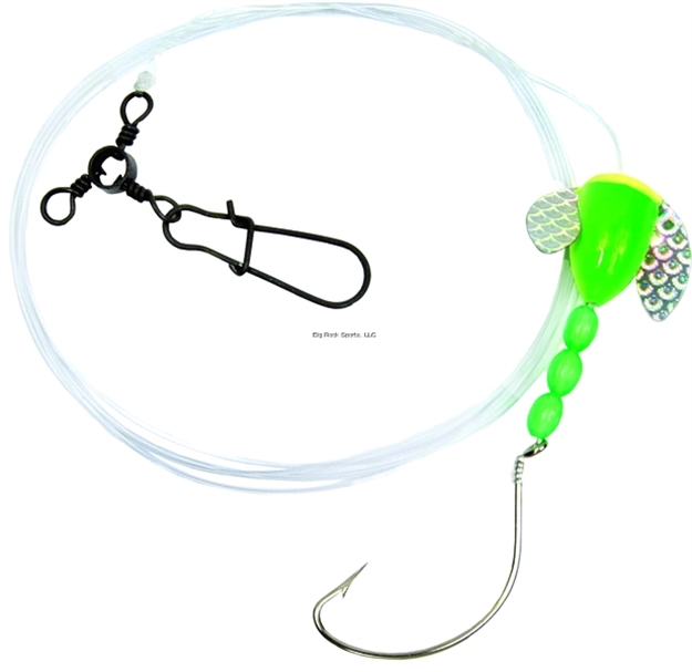 Picture of Sea Striker Spin-N-Glo Fluke Rig, 1/0 Nickel Wide Gap Hook, 42" 30 LB Mono, Lime Chartreuse