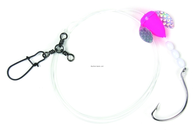 Picture of Sea Striker Spin-N-Glo Fluke Rig, 1/0 Nickel Wide Gap Hook, 42" 30 LB Mono, Pink