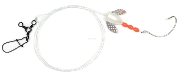 Picture of Sea Striker Spin-N-Glo Fluke Rig, 1/0 Nickel Wide Gap Hook, 42" 30 LB Mono, White