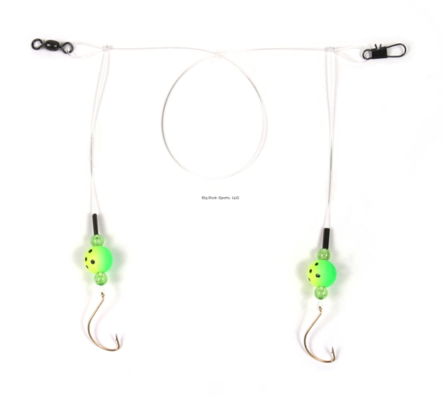 Picture of Sea Striker Spot/Kingfish/Mullet Rig, #6 Gold Wide Gap Hooks, 1/2" Round 2 Tone Grn/Yel Floats