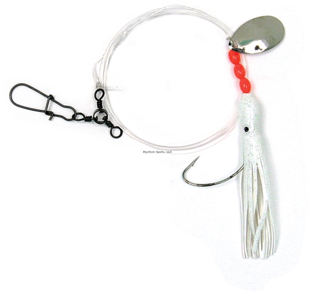 Picture of Sea Striker Squid Skirt Rig With Spinner, 3", 1/0 Wide Gap Hook, 42 IN Leader, White