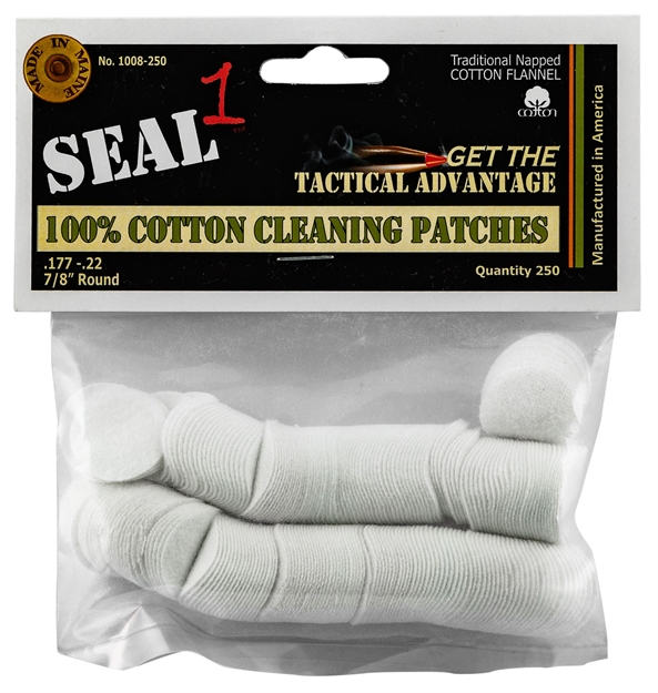 Picture of Seal 1 1008250 Cleaning Patches  .177-22 Cal 0.88" Cotton 250 Per Bag 1008-250 653341714305