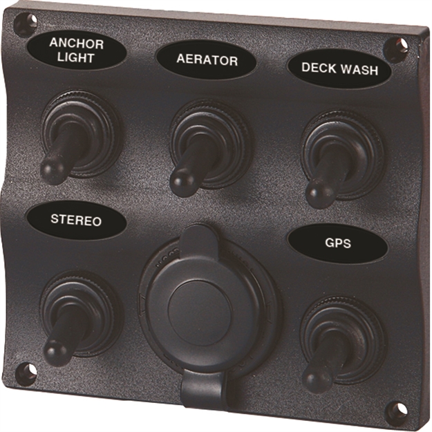 Picture of Seasense 5 Gang Toggle Switch Panel With 12-Volt Outlet 50031295