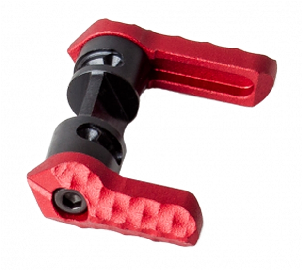 Picture of  Seekins Precision 0011580012 Safety Selector 60/90 Degree Red Anodized Aluminum Ambidextrous