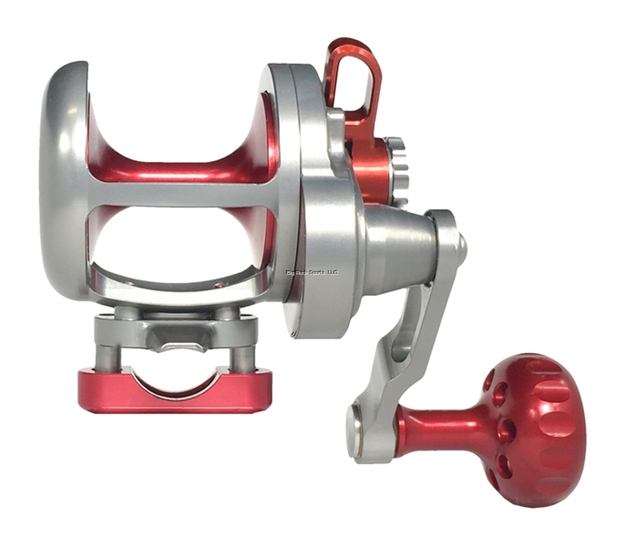 Picture of Seigler SG (Small Game) Smoke/Red Lever Drag Fishing Reel LH Lever Drag, 7 Brg, 6:1, 275Yd #20 Mono, 450Yd #50 Braid