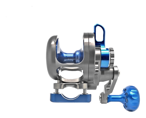 Picture of Seigler Sgn (Small Game Narrow) Smoke/Blue Lever Drag Fishing Reel RH Lever Drag, 7 Brg, 6:1, 300Yd 30# Braid