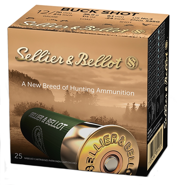 Picture of  Sellier & Bellot Sb12bsb Hunting  12Gauge 2.75" 27Pellets 1 1/4Oz 4Buck Shot 25 Box/10 Case
