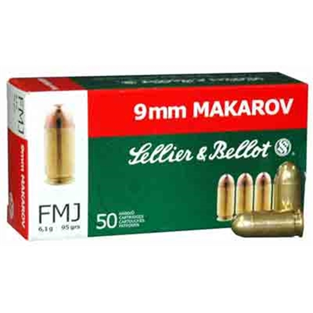 Picture of Sellier & Bellot Sb9mak Handgun  9X18makarov 95Gr Full Metal Jacket 50 Per Box/20 Case 754908500161 -