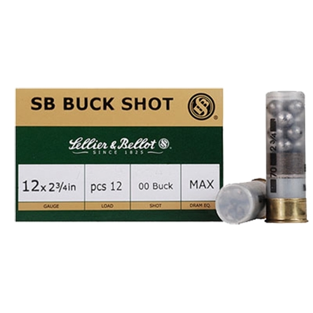 Picture of  Sellier & Bellot Sb12bsd Hunting  12Gauge 2.75" 27Pellets 1 1/4Oz 4Buck Shot 10 Box/25 Case 754908533039