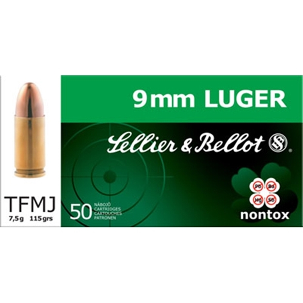 Picture of S&B Non Tox 9Mm 115Gr Tfmj 50/1000 SB9NT 754908500291