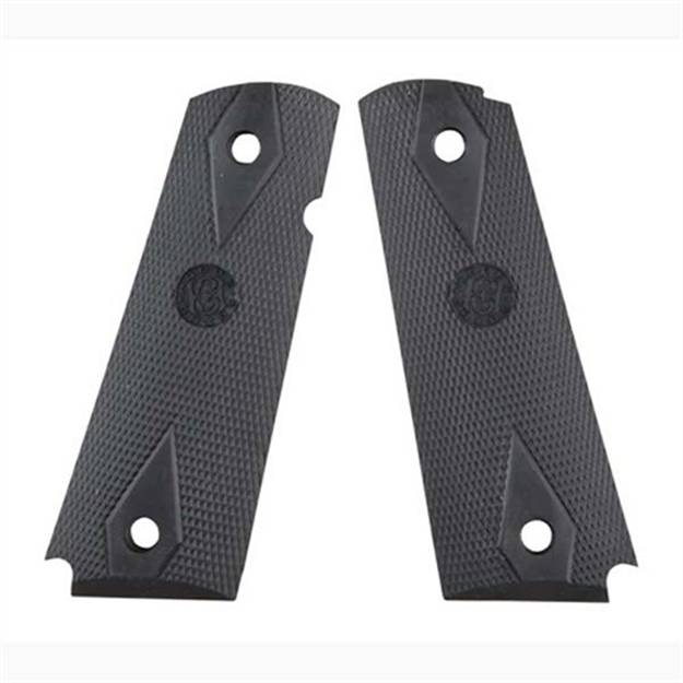 Picture of Hogue 45010 Overmolded Grip Panels Black Rubber For 1911 Government 45011 743108450109