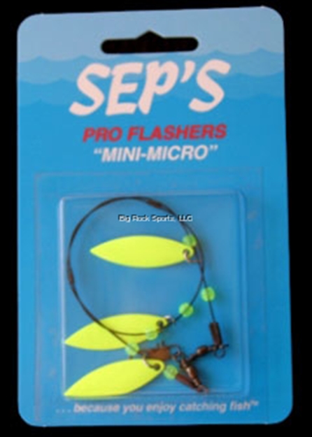 Picture of Sep's Mini Micro Flasher Willowleaf, 3 Blade Chartreuse - Casting OR Trolling