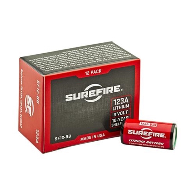 Picture of  Surefire Sf12bb 123A Batteries  Red/Black 3.0 Volts 1,550 Mah (12) Single Package Boxed