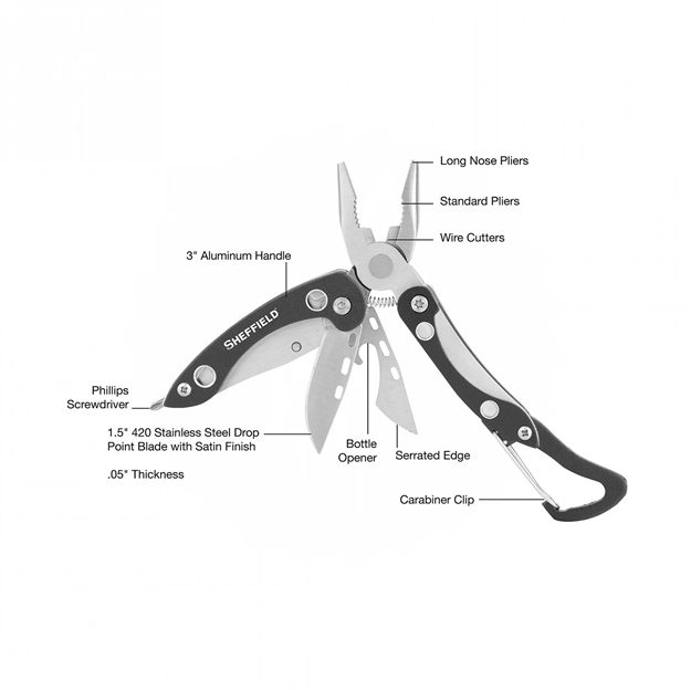 Picture of Sheffield Wasp 8-In-1 Multi-Tool Aluminum Handle