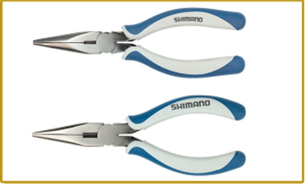 Picture of Shimano Brutus Long Nose Pliers, 11", Gray/Blue Handles, Black Nickel