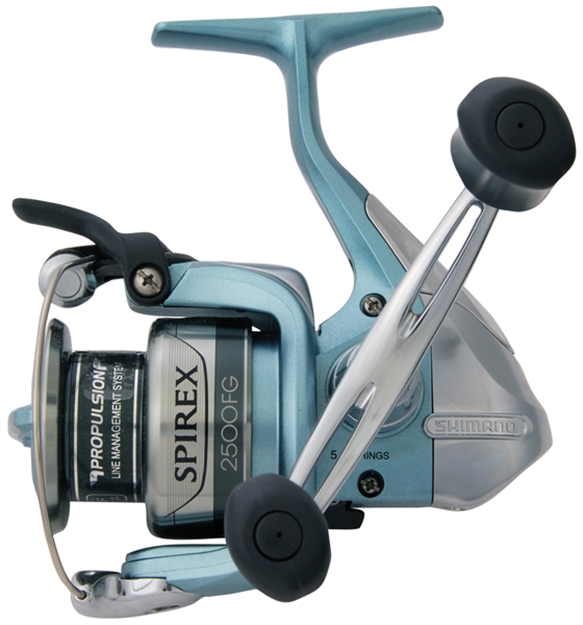 Picture of Shimano Spirex 2500 FG Spinning Reel, Ambi, 5Bb + 1Rb, 6.2:1 Ratio, Alum Spool, Braid 10/170, 15/145, 30/95