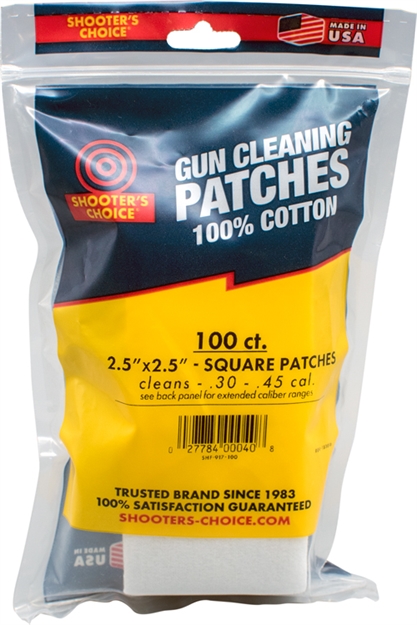 Picture of Shooters Choice Choice 2.5" Square Cleaning Patches 100 Pack SHF-917-100 027784000408