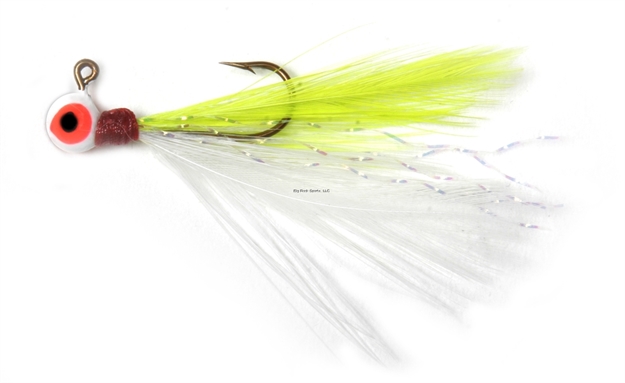 Picture of Shur Strike 00 Feather Jigs W / Accent 1/16 Oz, 2/Pk, White / Chartreuse