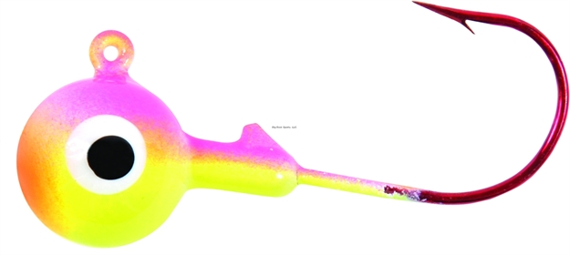 Picture of Shur Strike Round Jighead, 1/16 Oz, Red Hook, Bubblegum, 5/Pack