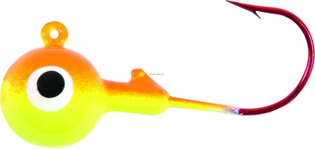 Picture of Shur Strike Round Jighead, 1/16 Oz, Red Hook, Orange/Chartreuse, 5/Pack