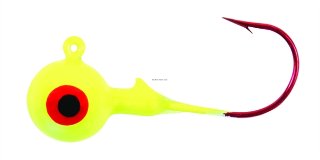 Picture of Shur Strike Round Jighead, 1/32 Oz, Red Hook, Chartreuse, 5/Pack