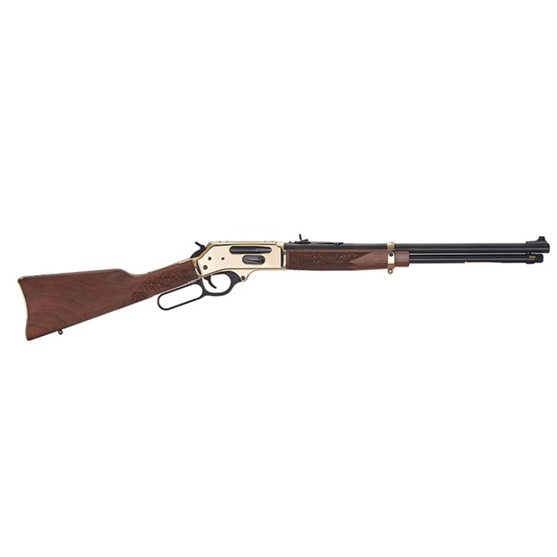 Picture of Henry H024360bh Side Gate  Full Size 360 Buckhammer 5+1 20" Blued Steel Barrel, Brass Polished Drilled & Tapped Brass Receiver, Fixed American Walnut Stock, Right Hand H024-360BH 619835070029