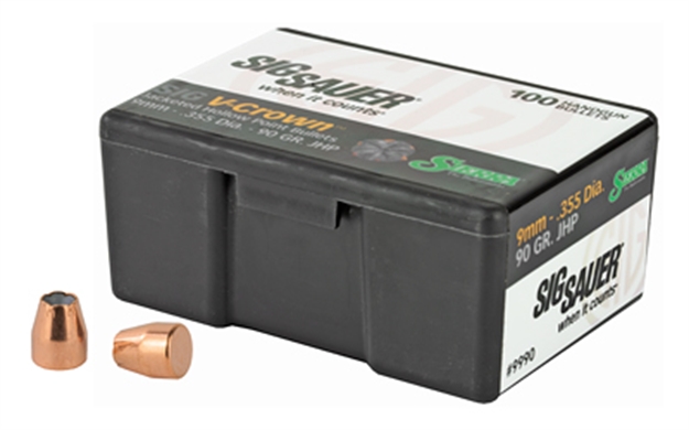 Picture of Sierra Bullets Bullets 9Mm .355 90Gr Jhp Sig V-Crown 100Ct 9990 092763099902