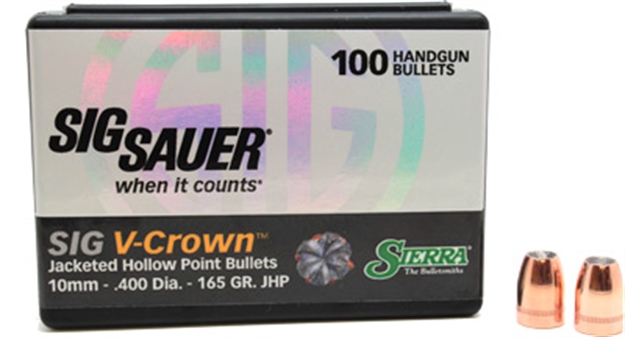 Picture of Sierra Bullets Bullets 10Mm .400 165Gr Jhp Sig V-Crown 100Ct 9465