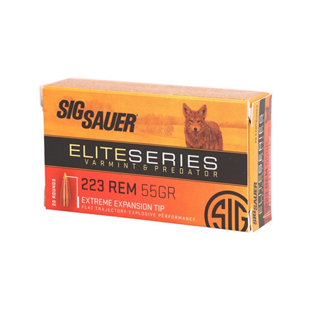 Picture of  Sig Sauer E223v220 Elite Hunting Varmint & Predator 223Rem 55Gr Extreme Expansion Tip 20 Per Box/10 Case 798681638482