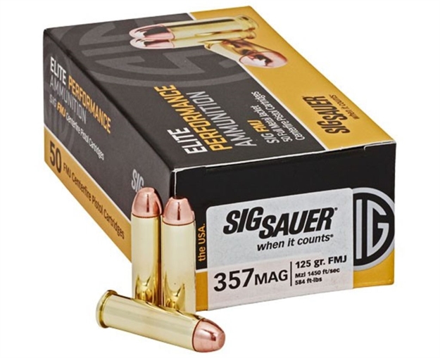 Picture of Sig Sauer Elite Performance Pistol Ball Ammo 357 Mag, Fmj, 125 Gr, 1450 Fps, 50 Rnd, Boxed E357MB-50 798681528080