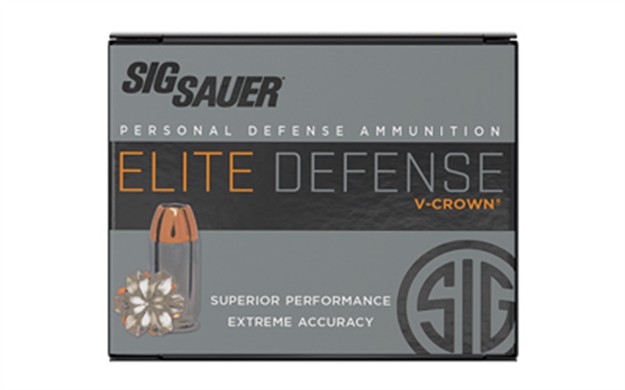 Picture of Sig Sauer E380a120 Elite Defense  380Acp 90Gr V-Crown Jacketed Hollow Point 20 Per Box/10 Case E380A1-20