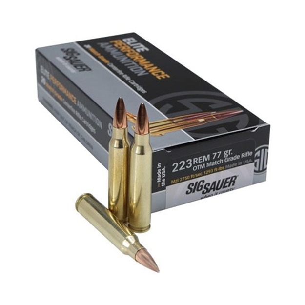 Picture of  Sig Sauer E556m420 Marksman  5.56X45mm Nato 77 GR Open Tip Match 20 Per Box/ 10 Case 798681639267